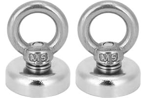 Belissy 2PCs Magnetic Hook Lifting Fishing Magnet Hardware Tool N35 3Layer Coating Room Hanging 31lbs