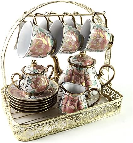 RUIRUI-Ceramic Cup sets, coffee cups, Suite 15, consists of 6 cups, 6 disc, 1 milk pot, 1 pot, 1 sugar bowl and one pallet , 3