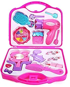 Rubela - Beauty Suitcase Pretend Play Toy Set Makeup Accessories Girls Beauty Make Up Kit Toy Set Pink,Plastic(Pack of 1 Set, ZC-BS-09)