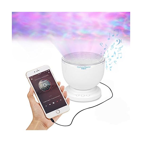 Semlos Romantic 8 Modes Color Changing Mood Light Ocean Wave Projector Light with Built-in Mini Speaker for Bedroom Bathroom Children Room - Image 6
