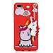 Price comparison product image HopMore Huawei P9 Lite Mini Case Silicone Cute 3D Design with Mini Pendant Soft Gel Shockproof Protective Cover for Huawei Y6 PRO (2017) Shock Proof Slim Backcover Ultra Thin Rubber Bumper Funny Shell for Girls Woman - Red Unicorn