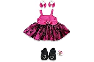 Teddy Bear Clothes Satin Lace Dress 2 Bows fits Build a Bear by Build Your Bears Wardrobe (pink)