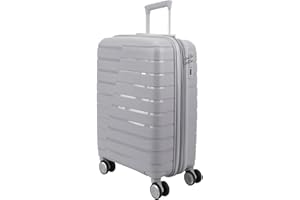 EUES Maletas de Viaje Cabina Trolley Rígida (55 x 38 x 22 cm), Maletas de Viaje con Ruedas Giratorias y Cerraduras de Dial Material PP Ligero (Gris-S)