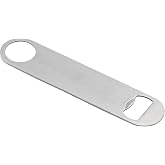 MallArt&reg; Paslanmaz &Ccedil;elik D&uuml;z Şişe A&ccedil;acağı 17.8 cm - Profesyonel Barmen Tipi Bira ve Gazoz A&ccedil;acağı, Asma Halkalı Metal Kapak A