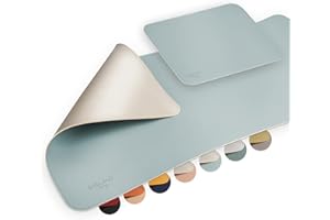 SÖLMO Sølmo podkładka na biurko ze skóry poliuretanowej, zmywalna, podkładka pod mysz XXL, dwustronna, duża, 85 x 40 cm (jasnoniebieska/srebrna)