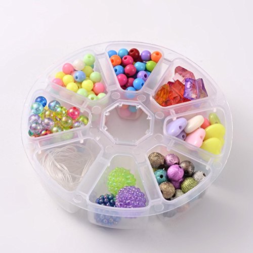 Acrylic Beads Mix in round plastic box for children