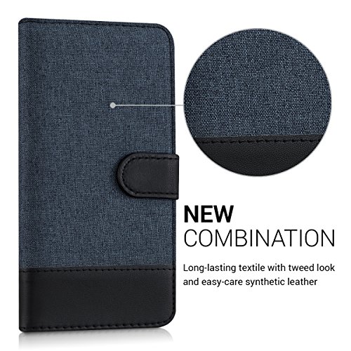 kwmobile Funda para LG G5   G5 SE - Carcasa de Tela y  Cuero sint  tico  - con Tapa y  Tarjetero   Azul Oscuro Negro 