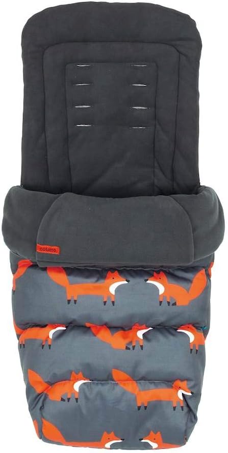 Cosatto Universal Footmuff – Cosy Toes, All Season Luxury Quilted Pram, Pushchair, Stroller Liner Liner, Washable, with Kangaroo Pouch for Hands (Charcoal Mister Fox)