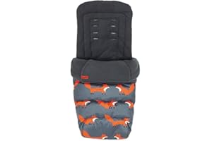 Cosatto Giggle 3/4 Footmuff – Cosy Toes, All Season Luxury Quilted Pushchair Liner, Washable (Charcoal Mister Fox)
