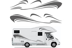 Mioloe Autocollants de carrosserie de Camping-Car à Rayures RV Panneau de Porte Autocollant Graphique de Pare-Chocs Autocollants en Vinyle Autocollants pour remorque de Camping-Car (6 pièces)