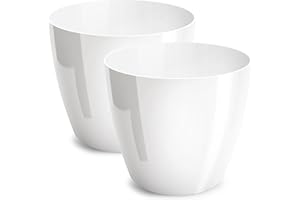 ‎PECZEKO PECZEKO Blumentopf glänzender, Pflanzkübel aus Übertopf Kunststoff Dekorativer Topf für, groß und klein Pflanzen, 2er-Set blumenkübel, blumenkübel kräutertopf, (2 Pack) Weiß, ø 20 cm