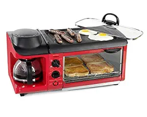 Nostalgia BSET300RETRORED Retro Series 3-in-1 Family Size Breakfast Station, Multicolour