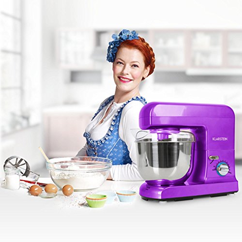 Klarstein Gracia Viola Küchenmaschine Rührgerät (1000 Watt, 10-stufige Geschwindigkeit, 5 Liter-Rührschüssel) lila - 3