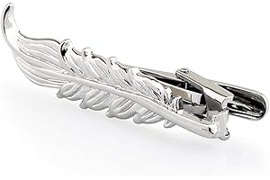HONEY BEAR Pince à Cravate pour Homme Argenté Feuille de Pivot de Cadeau de Mariage 5cm