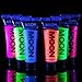 Moon Glow - Neon UV Glitter Face & Body Gel - 12ml Set of 6 - Glows brightly under UV