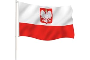 HOLLYLIFE 5ft x 3ft Poland Flag 90 x150cm Poland National with Two Brass Grommets Large Flag of for Festival Party Sport Events Gardens Home Indoor and Outdoor Decoration