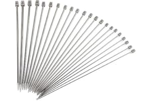 NC Lot de 11 paires d'aiguilles à tricoter en acier inoxydable de 36 cm comprenant 2,0 mm 2,5 mm 3,0 mm 3,5 mm 4,0 mm 4,5 mm 5,0 mm 5,5 mm 6,0 mm 7,0 mm 8,0 mm