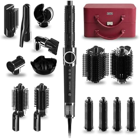 Cecotec Air Styler - Spazzola ad Aria Multifunzione AirGlisse 14in1 Platinum.1400W, Plasma Anticrespo, Testine Coanda Tech, Piastre Riscaldanti, Funzione Rotativa, Styling Rapido Senza Danni da Calore