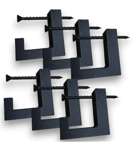 SINJEUN 10 Stück Garderobenhaken Schwarz Matt, 7,9 x 1,4 x 4 cm Kleiderhaken Akustikpaneele mit Befestigungsmaterial, Wandmontage Haken für Bäder Küchen