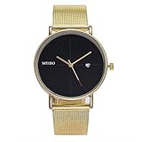 Armbanduhr Damen Ronamick Beiläufige Quarz Edelstahl neue Bügel analoge Armbanduhr Armband Uhr Uhren (D)