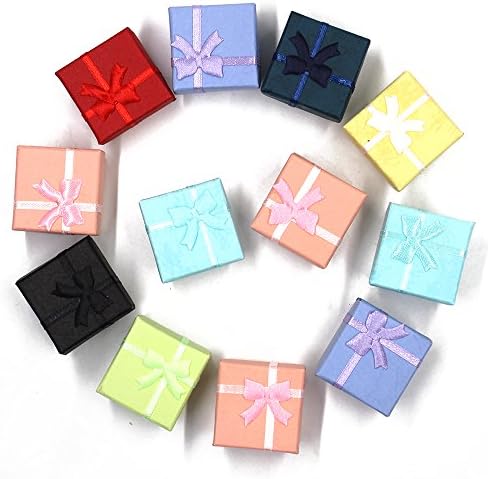 Lenhart Jewelry Bangle Gift Rings Earrings Boxes Cutely Small Gift Box with Satin Ribbons Bownot,12 PCS