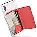 Price comparison product image Sinjimoru Stick-On Card Case, Adhesive Card Holder/Ultra Slim Card Holder Case Usable as Phone Wallet or Card Holder for Desk. Card-Zip, Coral Red.
