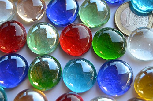 30 St. Deko Mosaiksteine Glasnuggets transparent a 17-20 mm bunt ca. 130g. - 2