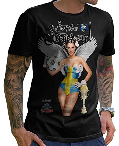 Stylotex Herren T-Shirt Basic So sehn Sieger aus Girl Schweden, Farbe:schwarz;Größe:XXXL