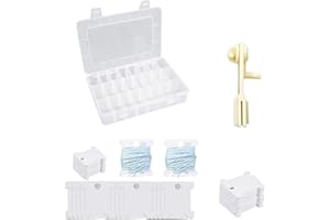 KIUIOM Tarjeta Bobinado Punto Cruz Plástico,Hilo Plástico Tarjetas Punto,Bobinas de Hilo de Coser,100PC Bobinas de Hilo de Plástico con 1 Bobinadora de Hilo para Manualidades Bordado Bricolaje