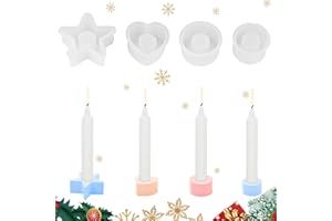 VEITEIBE 4 Stück Silikonformen Gießformen, Kerzenformen Zum Gießen, Silikonform Kerzenhalter Stern, Silikonformen Gießformen Weihnachten, für Halloween, Jubiläen, Geburtstage, Hochzeiten