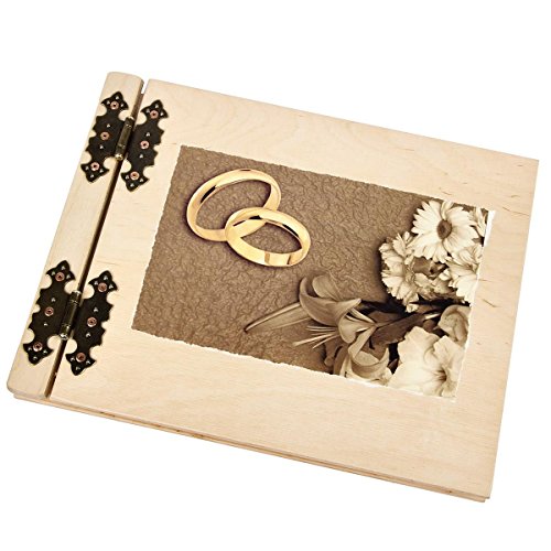 Gästebuch aus Holz Luxusbuch 25 x 32 cm weiße Kartonseiten