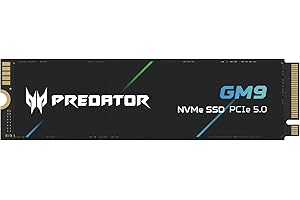 ‎ACER acer Predator GM9 M.2 NVMe SSD 1TB PCIe 5.0 - Lesegeschwindigkeit bis zu 14500 MB/s - Professionelle Gen5 Interne Festplatte - Gaming Speicher Kompatibel mit PC, Laptop & PS5