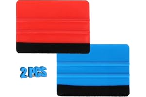 QTTVBTNA 2 Pcs Vinyl Soft Felt Edge Squeegee Scraper, Hand Applicator Car Window Tint Scraper Tool,Blue Red Card Felt Squeegee for Car Vinyl Wrapping Decal Window Tinting Film
