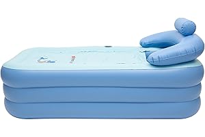 FUROMG Baignoire Gonflable Adulte Spa,Piscine Pliable Baignoire Pliable 160 Cm,Baignoire De Douche pour Adulte Voyage Baignoires Bleu