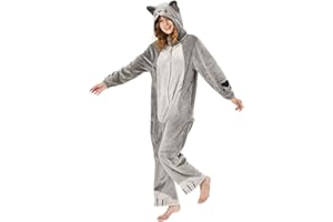 OLAOLA Pijama Adulto, Disfraz de Animal, Unisex Onesie para Cosplay de Halloween, Pijama Entero de Una Pieza para Mujer y Hombre
