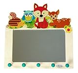 Hess Holzspielzeug 30501 - Garderobe aus Holz mit Spiegel, Waldtiere, ca. 37 x 35 cm