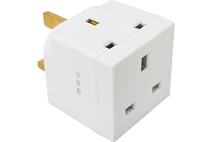 Swiss Edge 2 Way 3 Pin Power Adapter Plug Splitter - Cube Electric 13A Multi Wall Plug Extension Double Socket UK (Pack of 1)