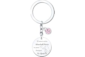 MNBVBV Abuela Abuelo Llavero Mujeres HombresEl Amor Entre Abuela/Abuelo&Nieta/Nieto es para Siempre Te Quiero Colgante con Grabado Regalo Familiar
