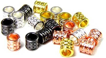 1/2/5/10/50 pcs. Metal Beads, Beads, Spacers, Charms PU Leather 6 Colors For Paracord, jewellery etc. 6x6 mm Hole Size 3.7 mm, Antique silver, 10x