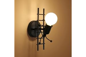 DELAVEEK Applique Murale Interieur, Créatif Escalade Humanoïde Lampe de Mur, Applique Murale Fer Moderne Lumière murales noire e27, pour Chambre D'enfants Couloir Restaurant Escalier Cuisine