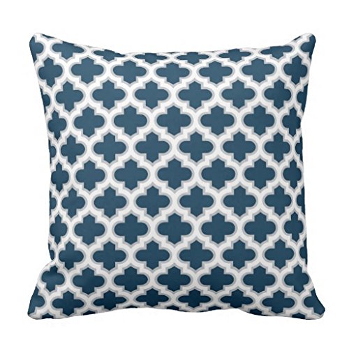 Moroccan Lattice Navy Blue Gray White Pattern Throw pillow case cover 18*18