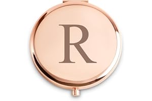 QUSTGO Personalized Compact Mirror Monogrammed Initial, Friendship Gifts Women Girls Her Friends, Unique Birthday Gifts Mom Wife Sister Daughter Grandma Niece Granddaughter Aunt