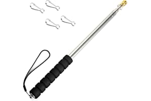 Qiuboluny 3 Meter Teleskop Fahnenstange, Handheld Fahnenstange Fahnenmast mit Clips, teleskopstab Fahnenstange Ausziehbar, für Camping Reise Ausflüge Wettbewerbe Lehrer Reiseleiter ((3 schwarz)