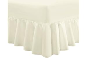 DTEX HOMES Luxury Polycotton Extra Deep Frilled Valance Fitted Sheets, Single - Cream