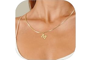 Esmoly Collar de Plata/Oro Mujer con Inicial A-Z Collar Personalizado 14K Dorada Necklace Ajustable Regalos Originales para Mujer Niña 16+2 Inches