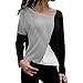 Produktbild Blusen Damen Pullover Mode Frauen Casual Patchwork Farbblock Oansatz Langarm T-Shirt Bluse Top Oberteile Pulli Sweatshirt,ABsoar