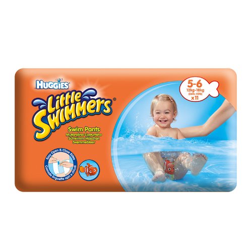 Set of 2 Huggies Swim Nappies Litttle Swimmers 5-6 Months (12 to 18 kg) – Pack of 11 Disposable Ecological Swim Pants