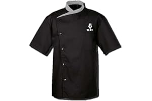CHEF APPAREL Name Embroidery Unisex Short Sleeve Chef Coat Uniform Jacket
