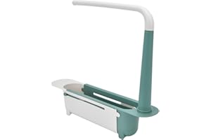 Shipenophy Teleskop-Spülregal, Spülbecken-Lagerregal-Halter aus PP-Material, Länge frei einstellbar, trocken halten, humanisiertes Design für die Küche zu Hause(Grün)