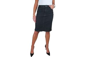 Paulo Due Women's Knee Length Stretch Denim Skirt Ladies Pencil Jeans Skirt 10-22